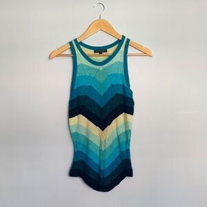 Banana Republic XS Knit Chevron Tank Green Yellow Blue